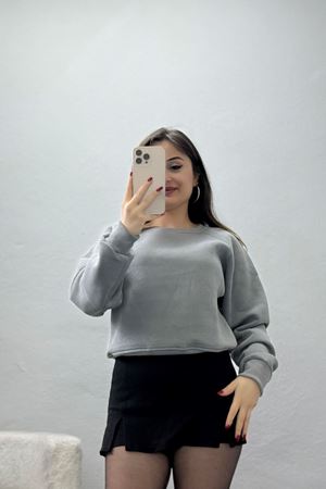 Bisiklet Yaka 3 İplik Sweat Antrasit - 20958.1878.