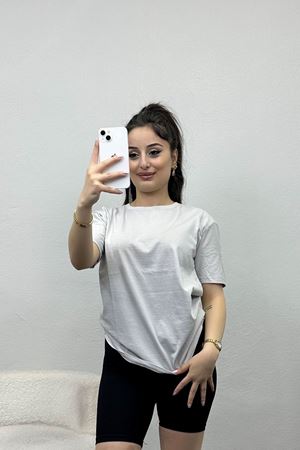 Bisiklet Yaka Lüks Penye Tişört Dumangri - 80100.1878.