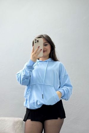 2 İplik Kapşonlu Baskılı Sweatshirt Bebemavi - 31315.1878.