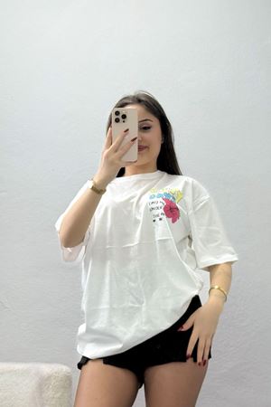 Kompakt Penye Unisex Tişört Beyazsarı - 55064.1872.