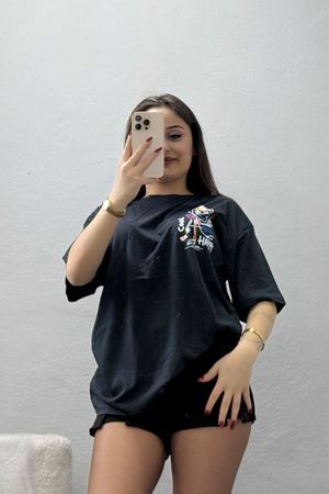 Kompakt Penye Unisex Tişört Siyahsarı1 - 55064.1872.