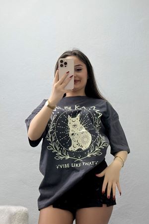 Kompakt Penye Unisex Tişört Koyufüme - 55064.1872.