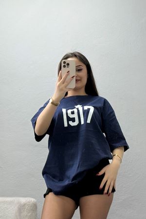 Kompakt Penye Unisex Tişört Lacivert - 55064.1872.