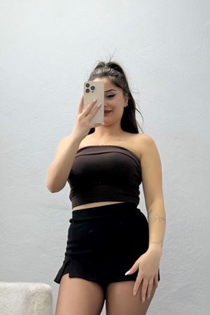 Likralı Straplez Ribana Atlet Kahve - 21922.200.