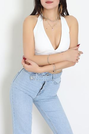 Dalgıç Kumaş Kaplı Bluz Ekru - 9052.125.