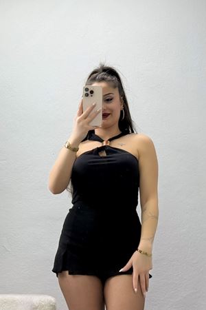 Sandy Önü Tokalı Çıtçıtlı Bluz Siyah - 42803.1949.