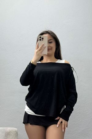 İçli Dışlı İkili Viskon Bluz Siyah - 70827.1095.