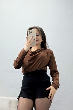 Degaje Yaka Sandy Bluz Açıkkahve - 70688.1949.