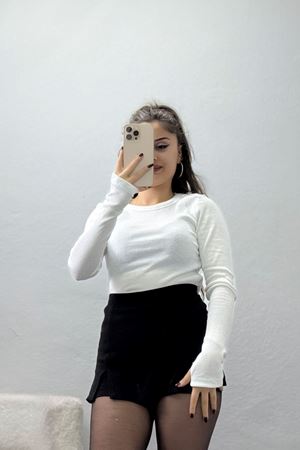 Bisiklet Yaka Omuz Düğmeli Kaşkorse Body Beyaz - 70790.599.