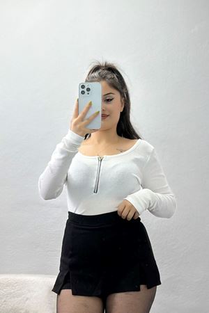 Fermuar Detaylı Kaşkorse Body Beyaz - 70673.599.