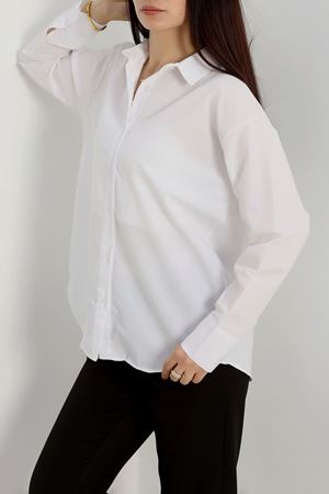 Terikoton Oversize Gömlek Beyaz - 30829.1949.