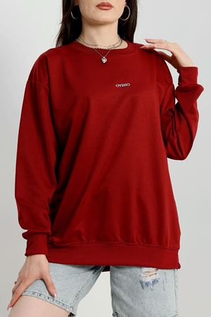 Baskılı 2 İplik Sweat Bordo - 20789.1878.
