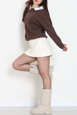 Gömlek Yaka 3 İplik Sweat Kahve - 21985.200.