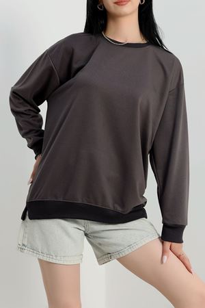 2 İp Bisiklet Yaka Sweat Antrasit - 20790.1878.