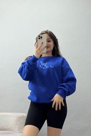 3 İplik Şardonlu Baskılı Sweat Saksbebemavi - 42611.1878.