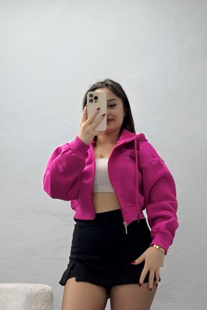3 İplik Oversize Fermuarlı Sweat Fuşya - 42501.1878.
