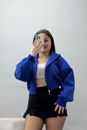 3 İplik Oversize Fermuarlı Sweat Saks - 42501.1878.