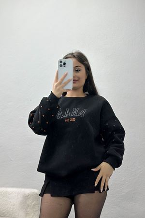 3 İplik Bisiklet Yaka Sweat Siyah - 42238.1878.