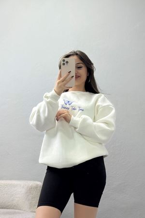 3 İplik Şardonlu Baskılı Sweat Ekrusaks - 42611.1878.