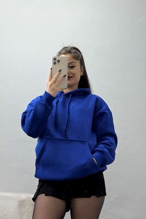 3 İplik Kanguru Cepli Kapşonlu Sweat Saks - 20960.1878.