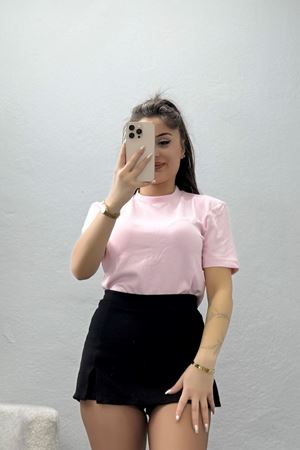 Lefon Modal Crop Tişört Pembe - 50643.444.