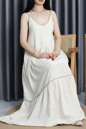 Keten Elbise Bej - 41566.308.