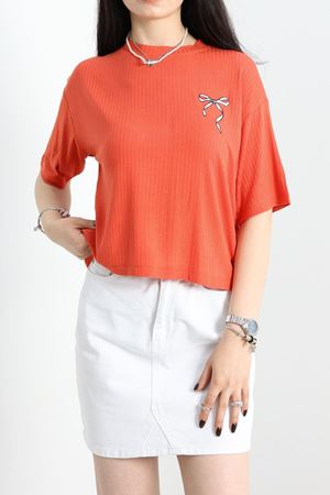 Oversize Crop Tişört Kiremit - 70296.1872.