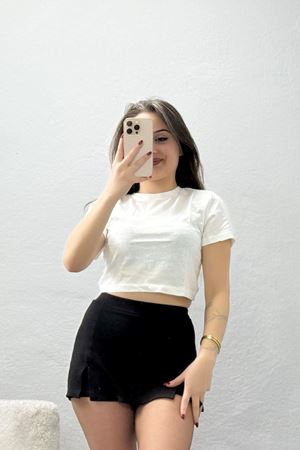 Crop Tişört Ekru - 019.1238.