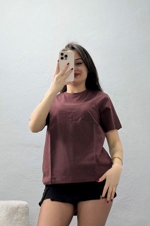 Bisiklet Yaka Tişört Kahve - 021.1238.