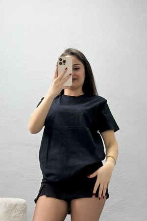 Bisiklet Yaka Tişört Siyah - 021.1238.