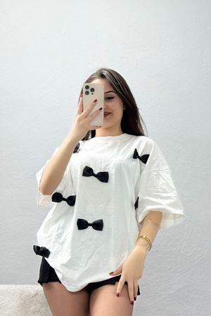 Fiyonklu Tişört Beyaz - 32418.1868.