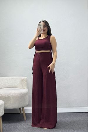 Bubble Büzgülü İkili Takım Bordo - 32242.1857.