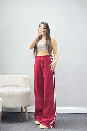 Çift Şeritli 2 İplik Eşofman Altı Bordo - 2000.1238.