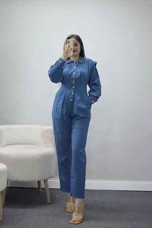 Önü Düğmeli Tulum İndigo - 2636.1367.