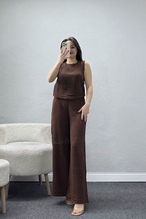 Ayrobin Kumaş Bol Paça İkili Takım Kahve - 71150.1748.