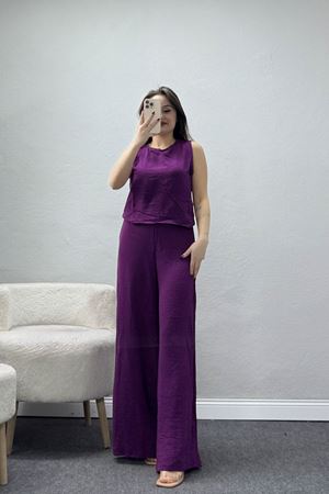 Ayrobin Kumaş Bol Paça İkili Takım Mor - 71150.1748.