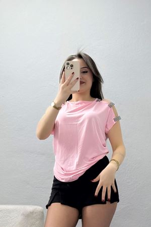 Omuz Dekolteli Bluz Pembe - 11273.599.