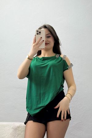 Omuz Dekolteli Bluz Zümrüt - 11273.599.