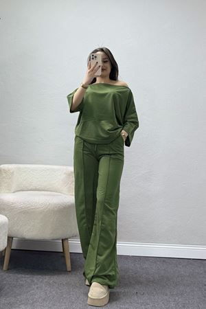 Kayık Yaka Eşofman Takımı Haki - 52247.1857.