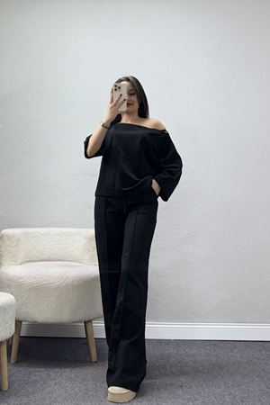 Kayık Yaka Eşofman Takımı Siyah - 52247.1857.