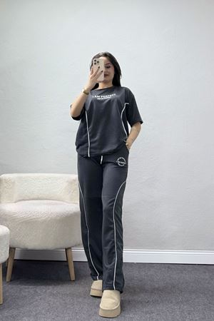 Biyeli Eşofman Takımı Füme - 52275.1005.