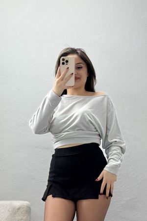 Modal Kumaş Kayık Yaka Bluz Gri - 4118.1247.