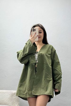 Bağlamalı Terikoton Gömlek Haki - 32429.1949.