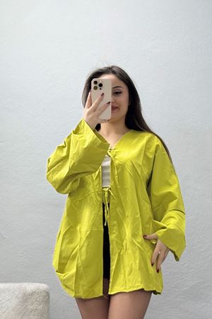 Bağlamalı Terikoton Gömlek Yağyeşili - 32429.1949.