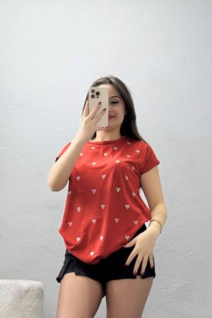 Taşlı Viskon Bluz Kiremit - 70387.599.