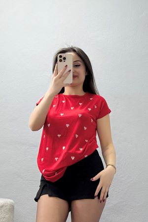 Taşlı Viskon Bluz Kırmızı - 70387.599.