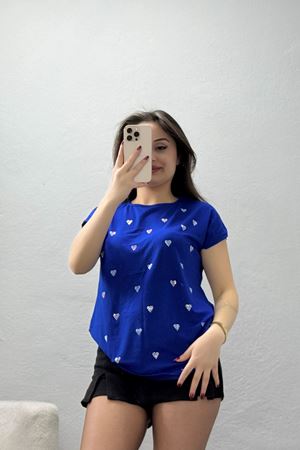 Taşlı Viskon Bluz Saks - 70387.599.