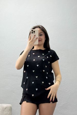 Taşlı Viskon Bluz Siyah - 70387.599.