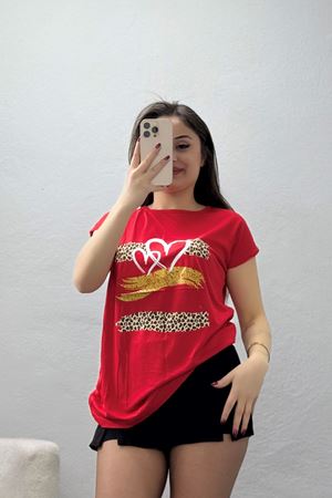 Baskılı Viskon Bluz Kırmızı - 70646.599.