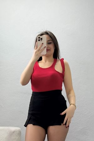Omuz Dekolteli Kaşkorse Body Kırmızı - 71067.1748.